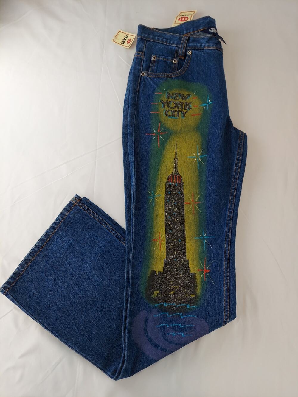 Rue 21 Flare Y2K Airbrushed New York City Scene New Vintage Jeans Women's 6